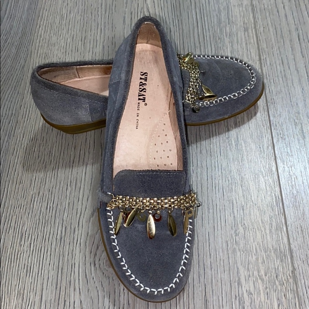 Real leather grey loafers ST&SAT